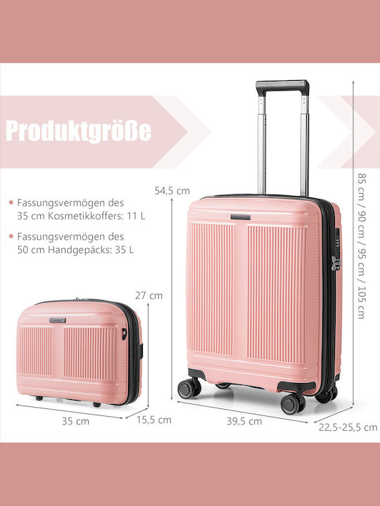 Costway Hard Pink Suitcases With 4 Wheels Set Of 2 Pieces
