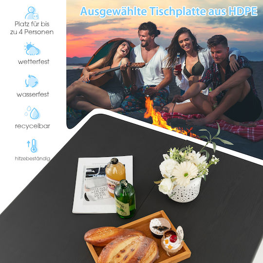 Costway Τραπέζι Μεταλλικό για Camping Πτυσσόμενο Γκρι