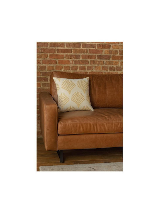 Sofa Cushion from 100% Cotton White Mustard 45x45cm