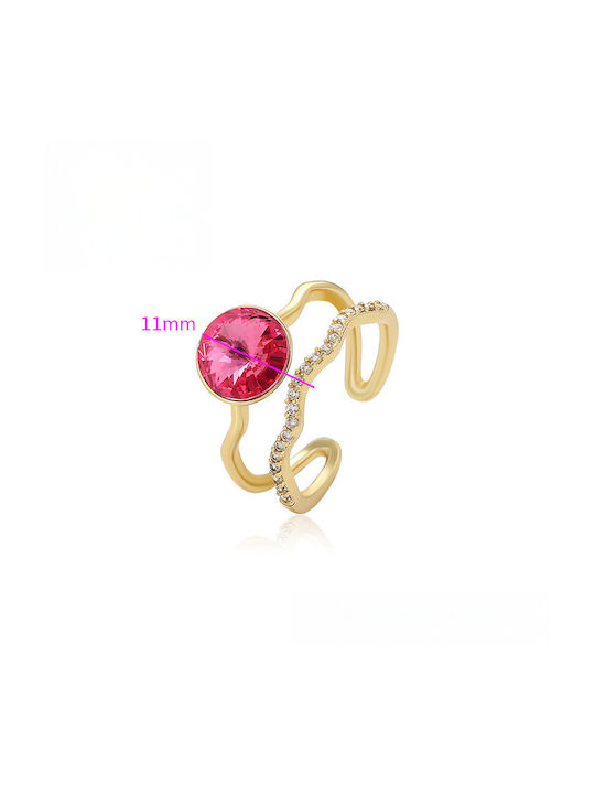 Chrysothemiss Damenring Pink Blaze Vergoldet Rosa Kristall