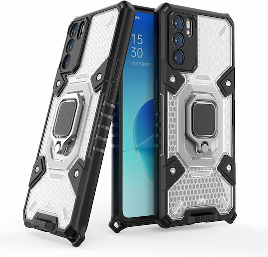 Erbord Back Cover Din Silicon / Plastic Cu Curea Pentru Gât Alb (Oppo Reno6)