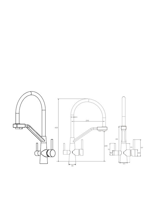 QWaterFilters Μπαταρία Κουζίνας Πάγκου Inox Ασημί QWaterFilters Μπαταρία Κουζίνας Πάγκου Inox Ασημί