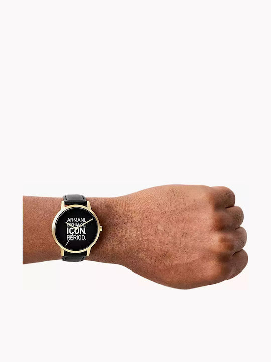 Armani Exchange Ceas Barbati 42mm cu Baterie cu Curea din Piele Neagră