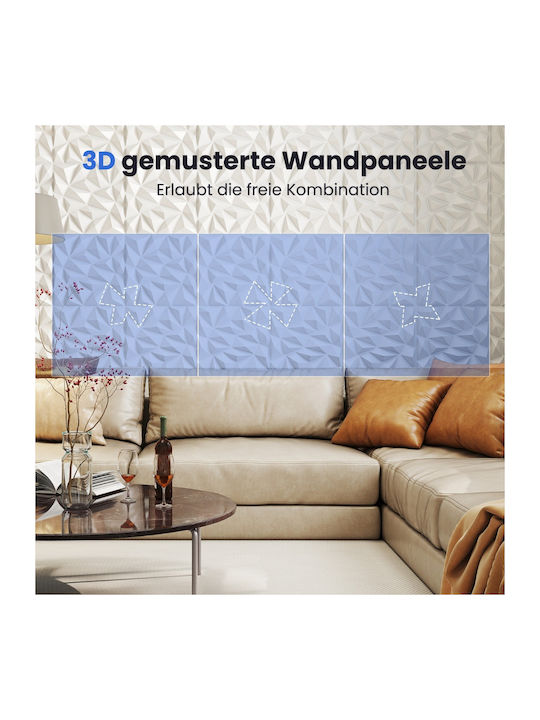 3D Wall Panel PVC with Glue White 50x50cm