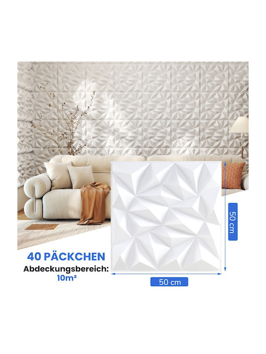 3D Wall Panel PVC with Glue White 50x50cm