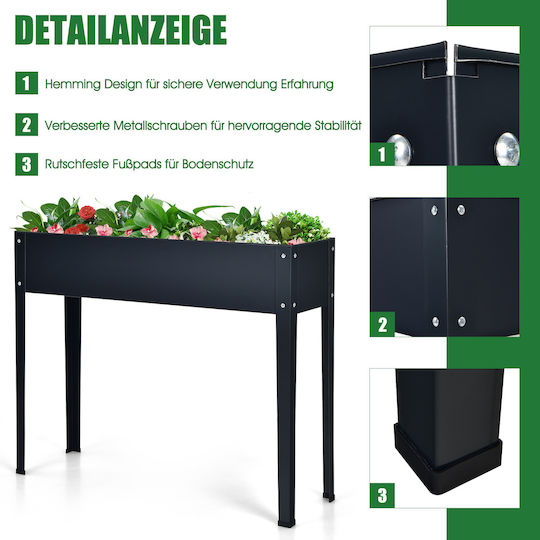 Costway Ζαρντινιέρα Μεταλλική Γκρι Απόχρωση 100x30x80εκ.