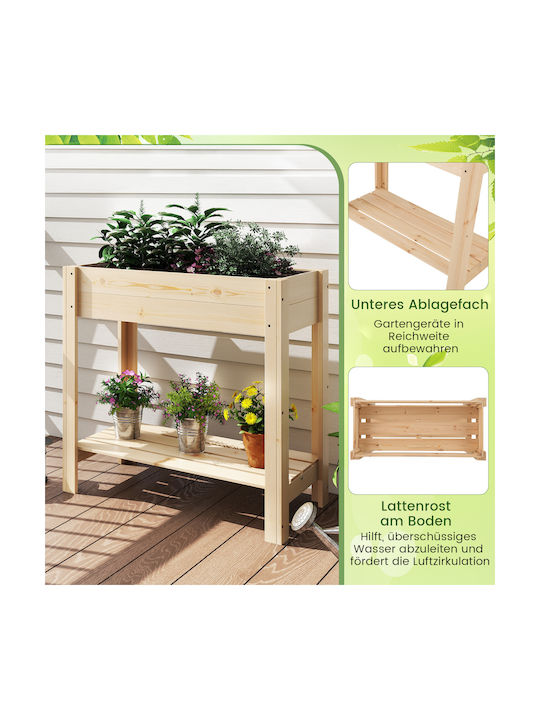 Costway Blumenkasten Hölzernes Natural Wood 81x37x77cm.
