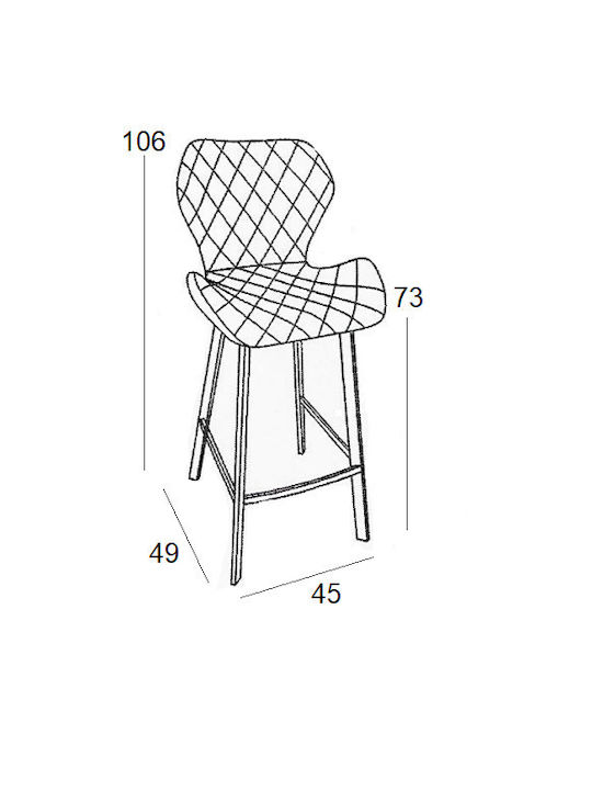 Stool Bar with Backrest Upholstered with Fabric Martin Black 46.5x48.5x105cm