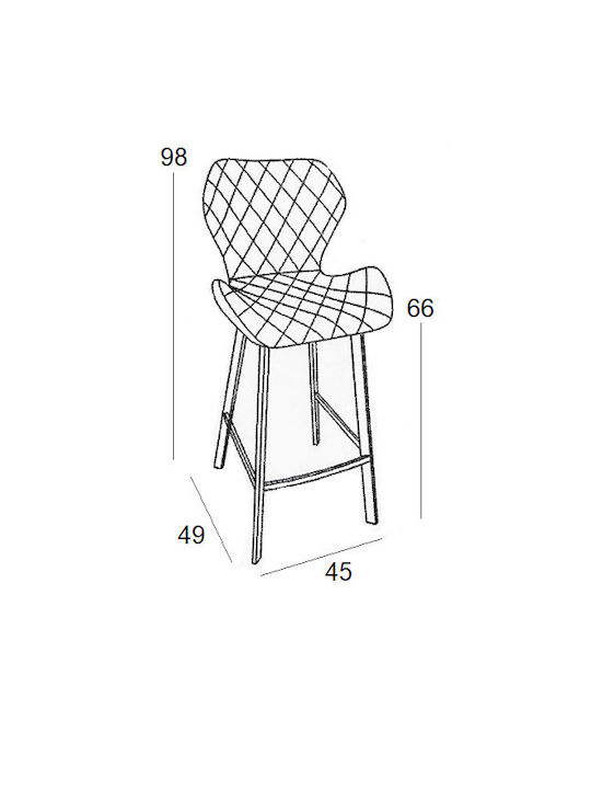 Stool Bar with Backrest Upholstered with Fabric Martin Off White 48x46x65cm