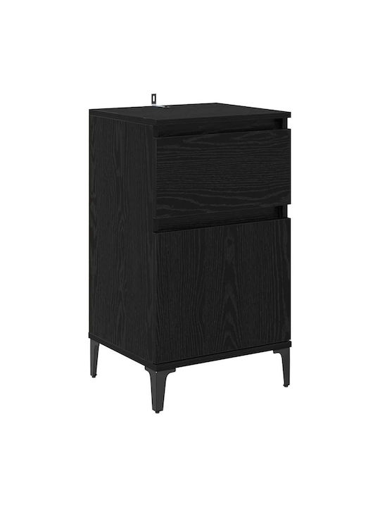 Wooden Bedside Table Black Oak 40x35x70cm