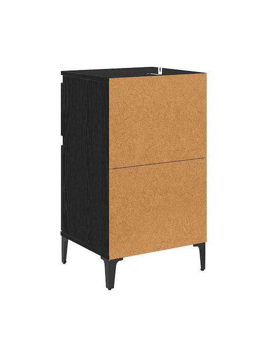 Wooden Bedside Table Black Oak 40x35x70cm