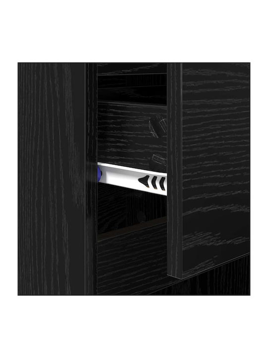 Wooden Bedside Table Black Oak 40x35x70cm