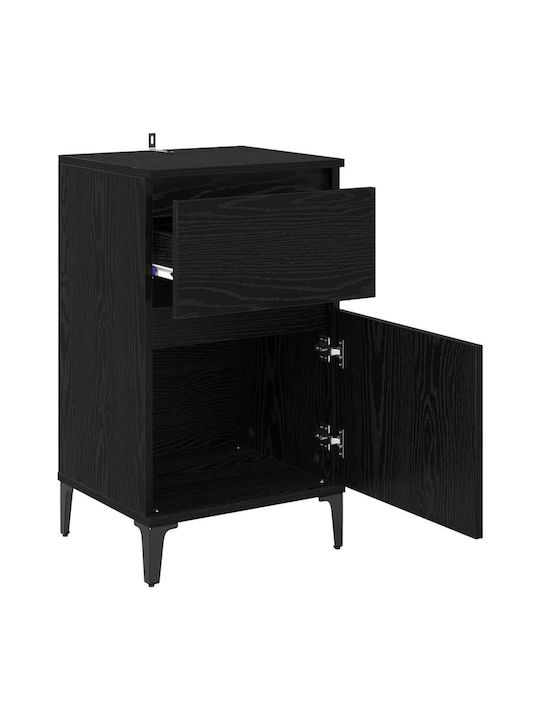 Wooden Bedside Table Black Oak 40x35x70cm