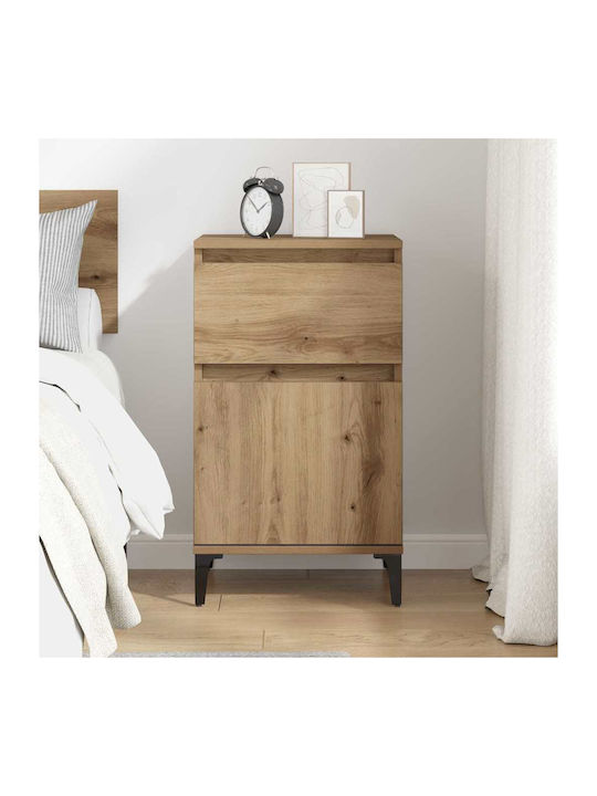 Wooden Bedside Tables with Metal Legs Brown Oak 2 Pieces 40x35x70cm