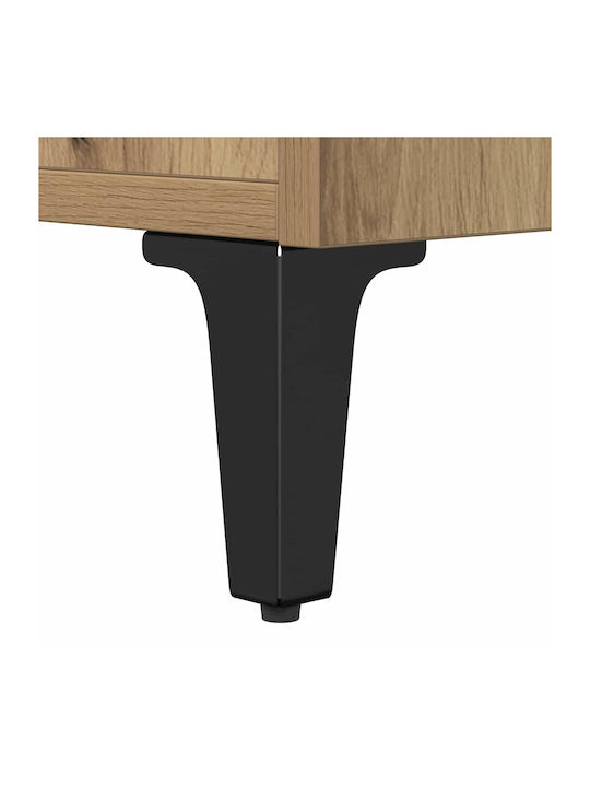 Wooden Bedside Tables with Metal Legs Brown Oak 2 Pieces 40x35x70cm