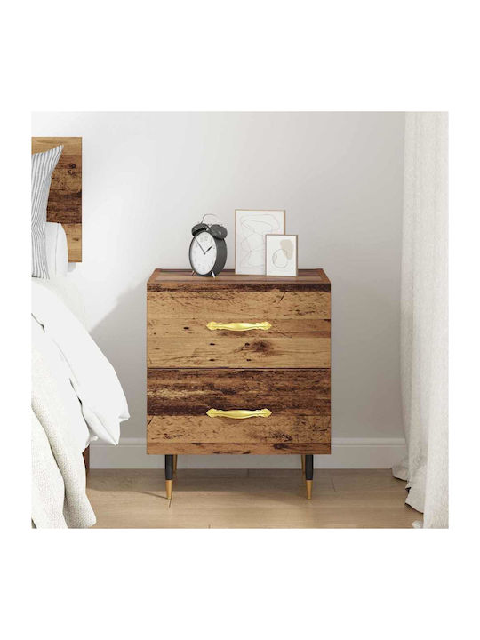 Bedside Table Wooden with Metal Legs Old Wood 40x35x47.5cm