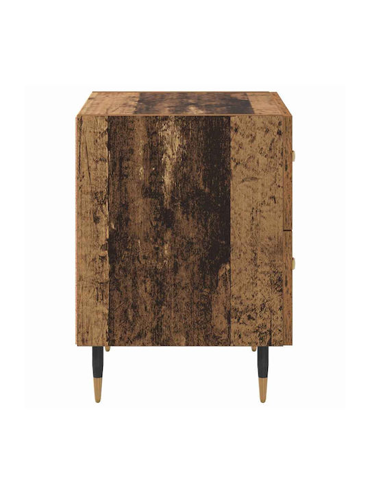 vidaXL Bedside Tables Wooden with Metal Legs Old Wood 2 Pieces 40x35x47.5cm