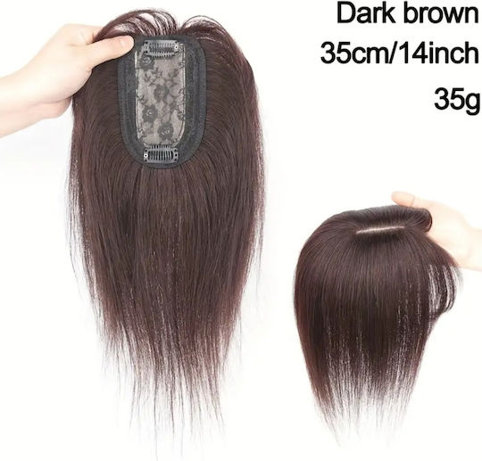 Topper Toupe De Păr Uman Cu Clip 8x12 Castaniu Întunecat Brown 14 Inch