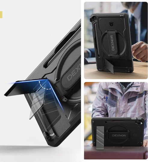 Dexnor Back Cover Περιστρεφόμενη Ανθεκτική για Παιδιά Μαύρη (Galaxy Tab S10 FE, S9 FE, Tab S9)