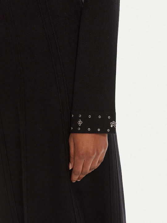 Midi Damenkleid Langärmelig Schwarz
