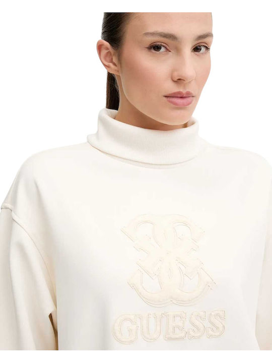 Mini Kleid Wickel Rollkragenpullover Crem