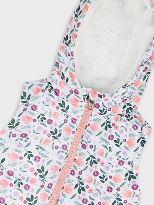 Kids Quilted Sleeveless Short Jacket with Hood Multicolour
