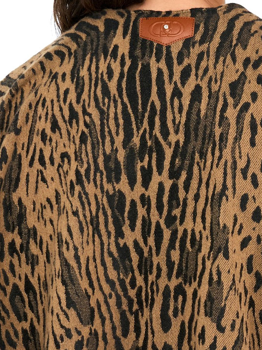 Women's Poncho Black-beige