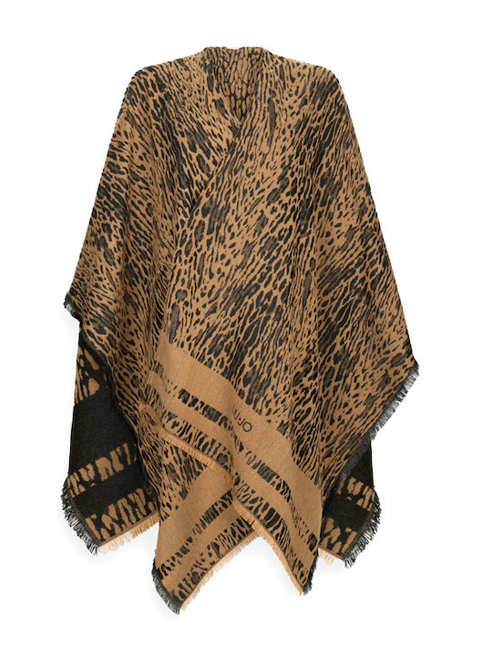 Women's Poncho Black-beige