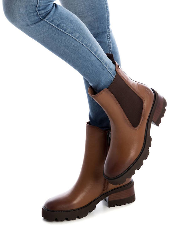 Leder Stiefeletten Damen Braun