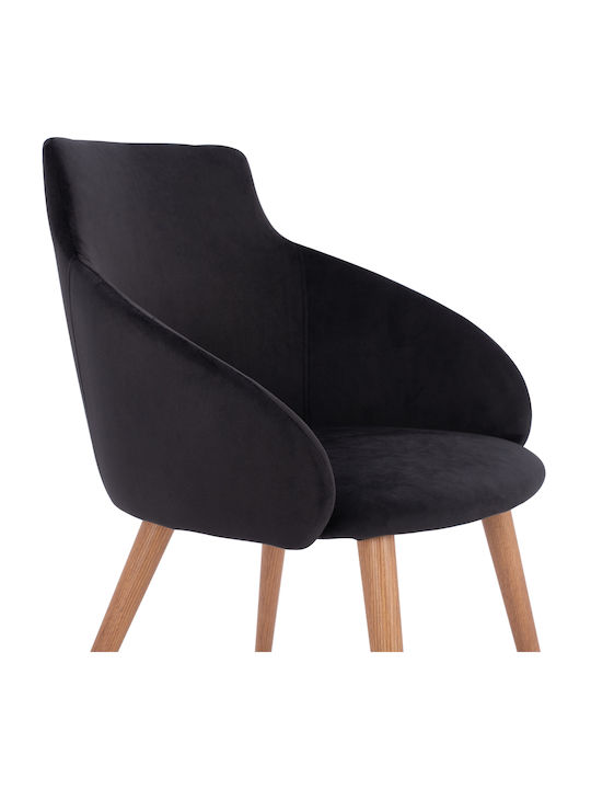 Ivy Dining Room Velvet Armchair Black 53x55x79cm 2pcs