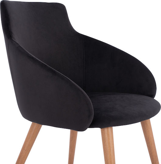 Ivy Dining Room Velvet Armchair Black 53x55x79cm 2pcs