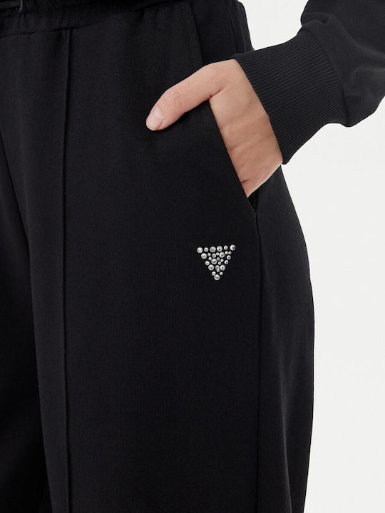 High Waist Sweatpants Flared Black