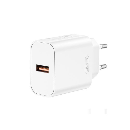 XO Φορτιστής με Θύρα USB-A και Καλώδιο micro USB 18W Quick Charge 3.0 Λευκός (CE33)