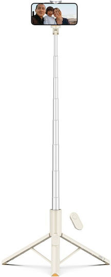 Tech-Protect L09s Selfie Stick Cell Phone Tripod Bluetooth Beige