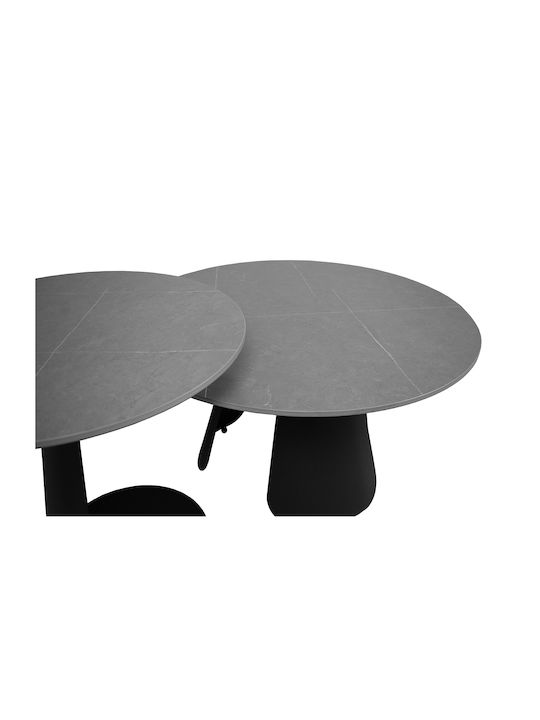 Round Central Coffee Table Gray 2 Pieces W80xL80xH45cm