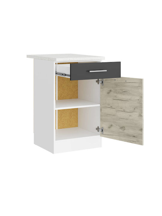 Floor Cabinet with Countertop White, White Craft Oak, Graphite 50x46x85cm