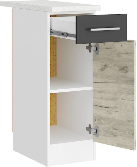 Επιδαπέδιο Ντουλάπι με Πάγκο Εργασίας White, White Craft Oak, Graphite 30x46x85εκ.
