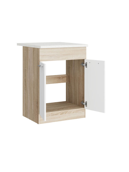 с плот за работа Sonoma Oak, White 60x46x85бр