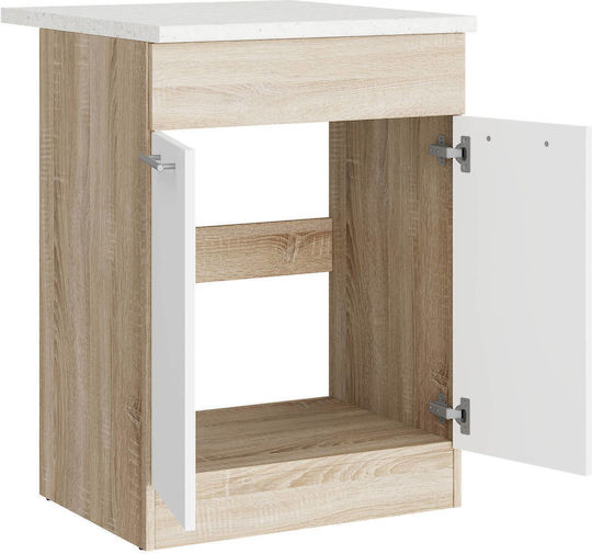 Επιδαπέδιο Ντουλάπι με Πάγκο Εργασίας Sonoma Oak, White 60x46x85εκ.