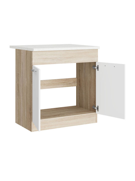 с плот за работа Sonoma Oak, White 80x46x85бр