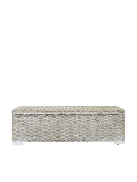vidaXL Cutie de depozitare pentru exterior Rattan Alb L110xW35xH35buc