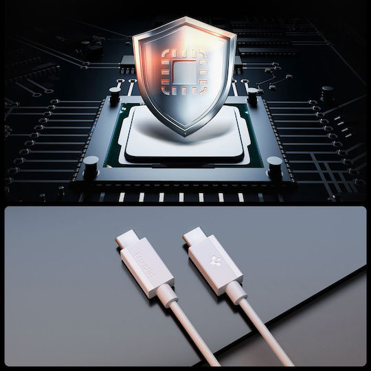 Spigen USB 2.0 Cable USB-C male - USB-C 60W PD Λευκό 1m ACA08717