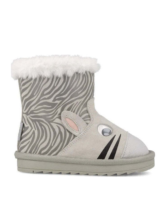 Anatomical Suede Kids Boots with Zipper Gray