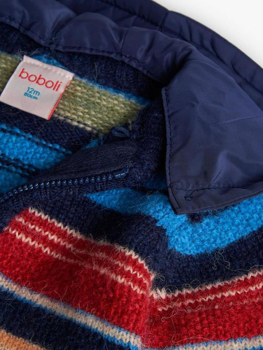 Kids Cardigan Knitted with Hood Navy