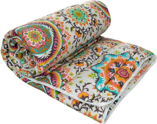 Alcam Pilotă Single 140x200cm Kantha Multicolor 250 g/mp²Gsm