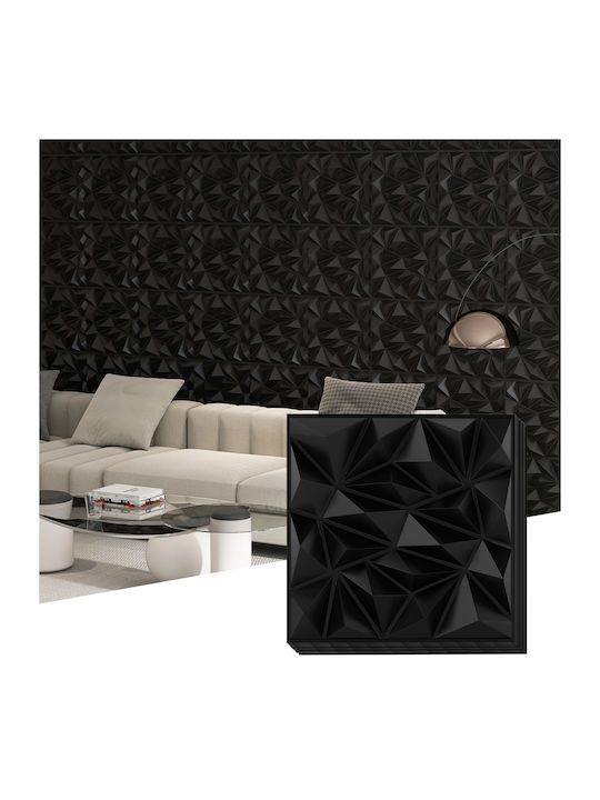 3D Wall Panel Made of PVC Black 50x50cm