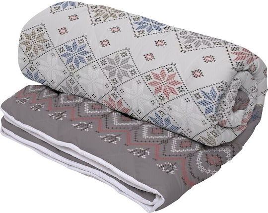 Alcam Traditional Покривало Двойно Микрофибър Кафяв 200x220см