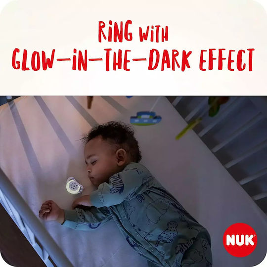 Nuk Πιπίλα Σιλικόνης για 0-6 μηνών Star με Θήκη Νυκτός Φεγγάρι Λευκό