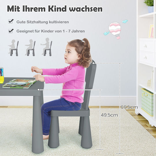 Kids Table and Chairs Set for Painting made of Plastic Gray Costway