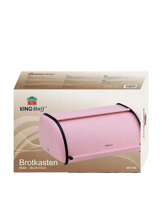 KING Hoff Brotkasten mit Deckel Inox Rosa 36x24cm